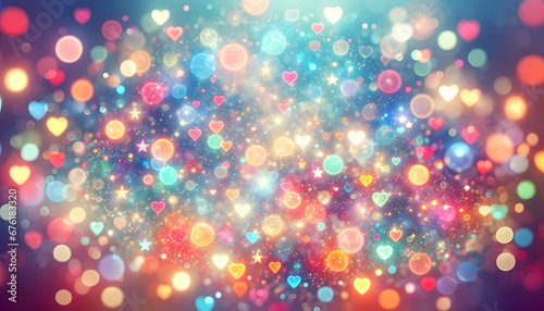 abstract background with colorful bokeh defocused lights and stars