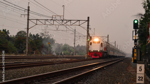 Commuter Line or electric train in Jakarta, Indonesia