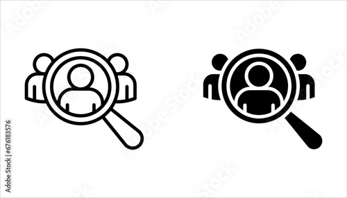 Search job vacancy icon set. symbol of finding a job to do business on white background