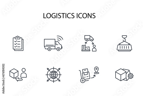 Logistics icon set.vector.Editable stroke.linear style sign for use web design,logo.Symbol illustration.