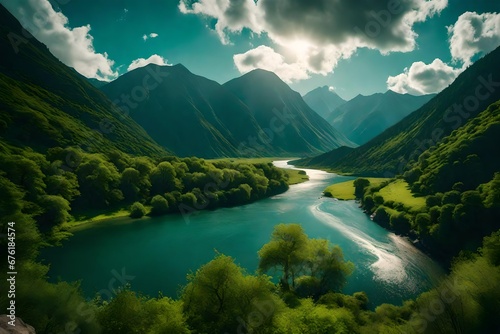 scenic images of a river between lush mountains