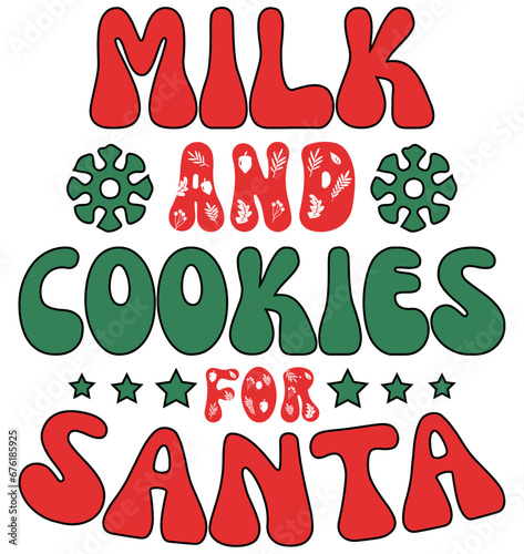 Milk and Cookies for Santa, Christmas Retro SVG Design