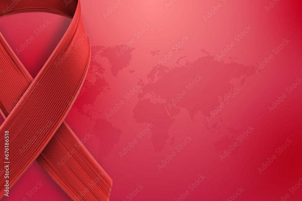 Crimson Compassion: AIDS Awareness Ribbon Unveiled on a Scarlet Canvas ...