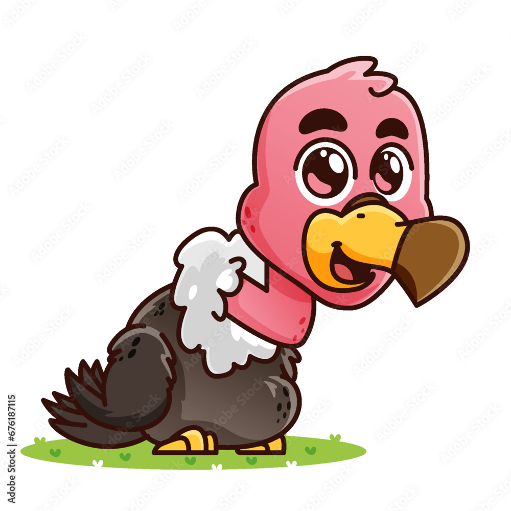 Fototapeta premium cute vulture cartoon, animal alphabet cute cartoon