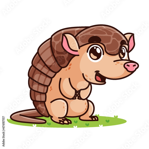 cute Xenurine Armadillo cartoon, animal alphabet cute cartoon