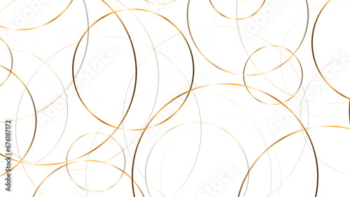 Round circle golden line background. Luxury golden color ring shape texture.