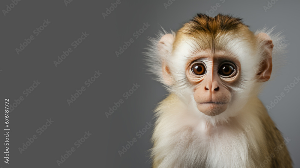 Close up monkey isolated on gray background Close up monkey isolated on gray background