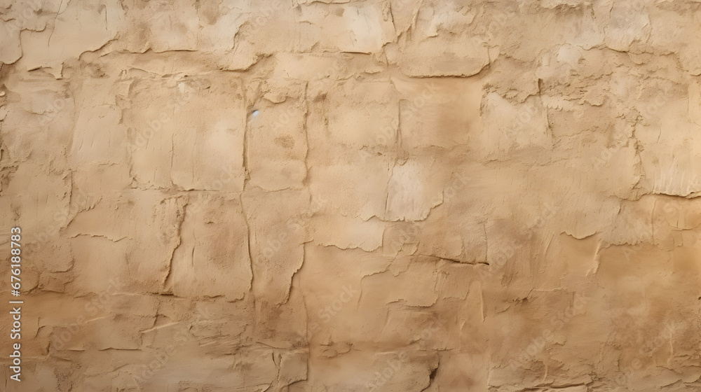 Old traditional house wall texture in Shindaga, Dubai. Brown beige sandy color rough plaster background. generative AI.