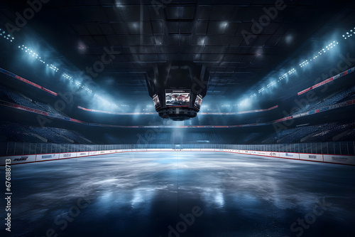 Sports hockey light arena. AI generated Image
