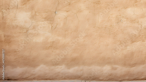 Old traditional house wall texture in Shindaga, Dubai. Brown beige sandy color rough plaster background. generative AI. photo