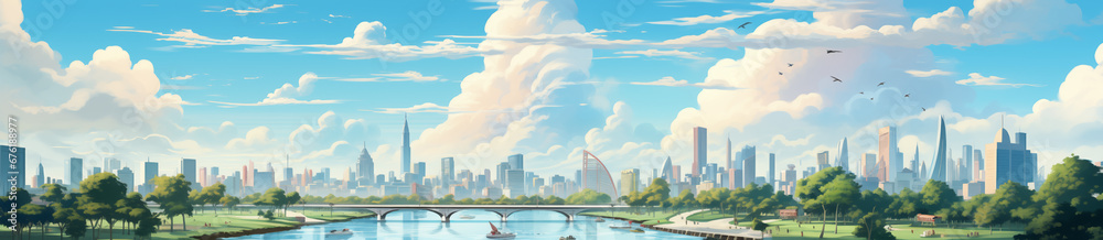 Fototapeta premium Bangkok Thailand, landscape cartoon style