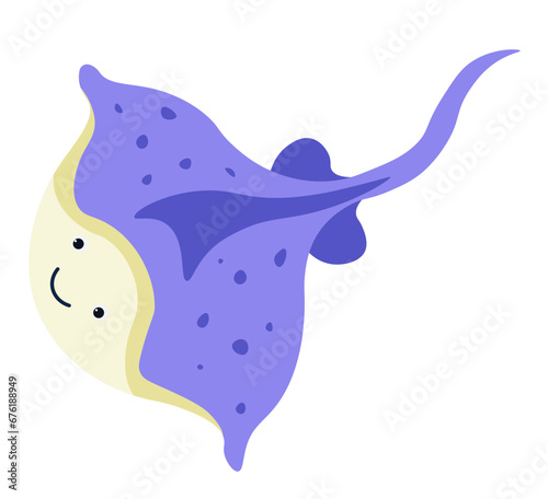 Stingray fish, sea animal floating underwater