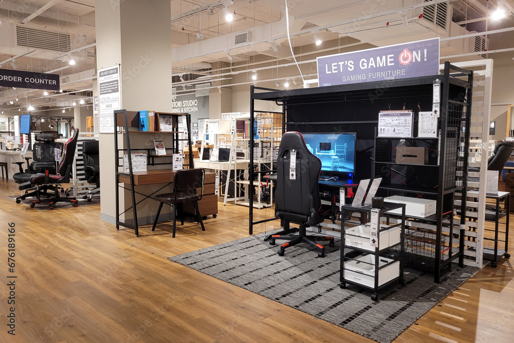 Penang, Malaysia 28 Sep 2023 Modern interior view of Nitori store