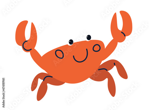 Crab underwater ocean and sea animals with smile