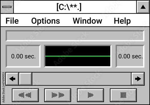 Interface of music player window with buttons