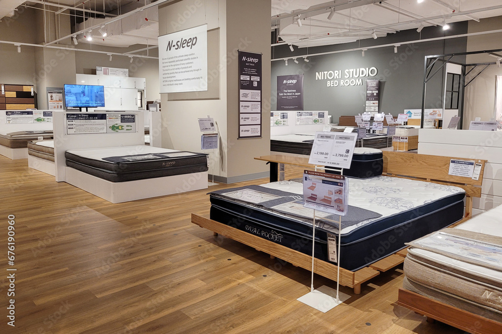 Penang, Malaysia 28 Sep 2023 Modern interior view of Nitori store