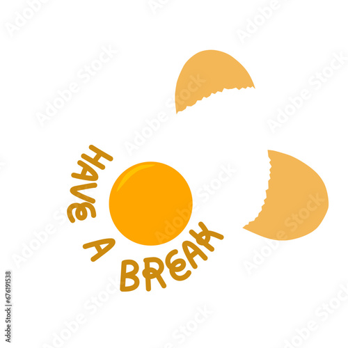 An illustration of a cracked egg stated self care concept message isolated 