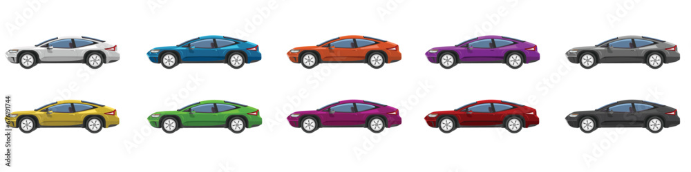 Vector or Illustrator of sport cars colorful collection. sport car standard edition. Colorful cars with separate layers. On isolated white background.