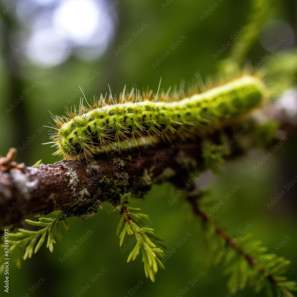 A macro shot of a caterpillar on a branch
A macro shot of a caterpillar on a branch