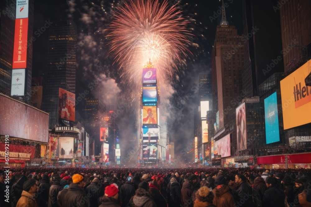 Obraz premium Fireworks Celebration in Happy New Year.