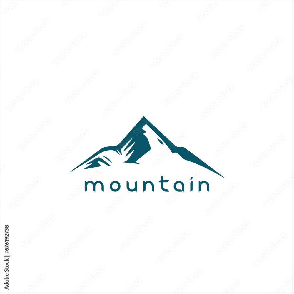 Mountain silhouette - vector icon. Rocky peaks. Mountains ranges. Black and white mountain icon isolated Mountain silhouette - vector icon. Rocky peaks. Mountains ranges. Black and white mountain icon isolated