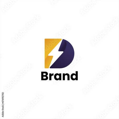 letter D combination logo and electric icon