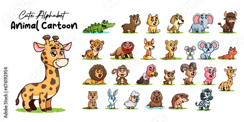 Fototapeta Naklejka Na Ścianę i Meble -  set of animal alphabet cute cartoon