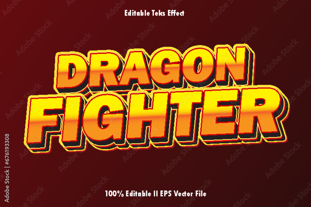 Dragon Fighter Editable Text Effect 3d Emboss Gradient Style