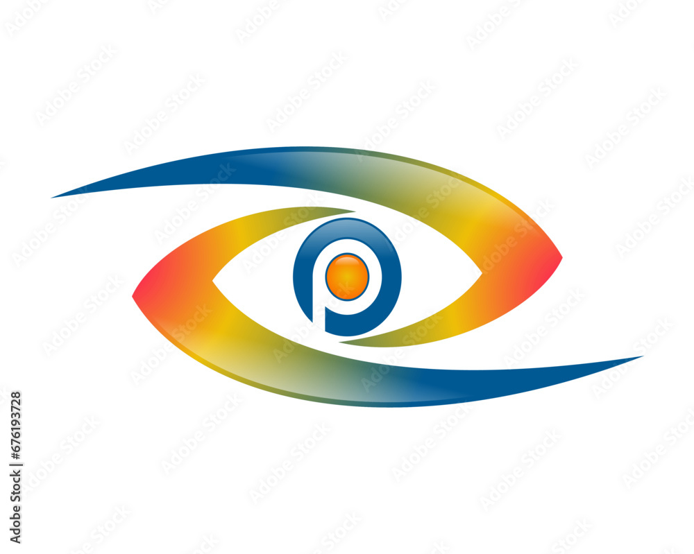 eye icon with letter P