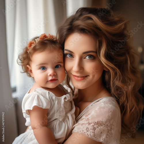 Portrait of a beautiful mother with her cute baby