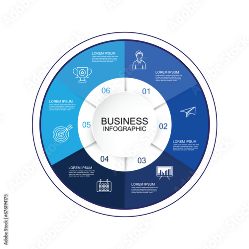 Circular diagram infographic with 6 step
