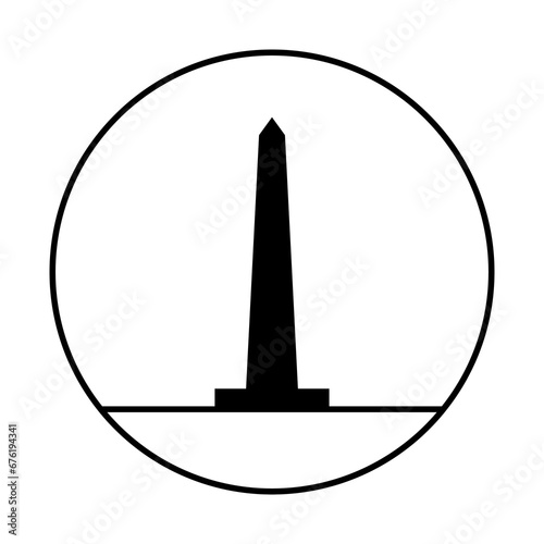 vector of obelisk with glyph monument outline icon in circle vector no people. silhouette line art monument black and white.