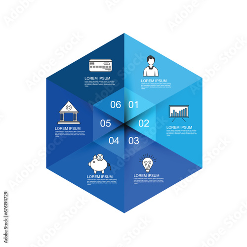 Modern Hexagonal infographic with 6 step