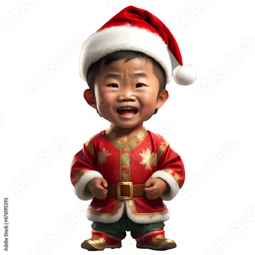 Picture of a cute 5-year-old boy having a happy Christmas day3 photo