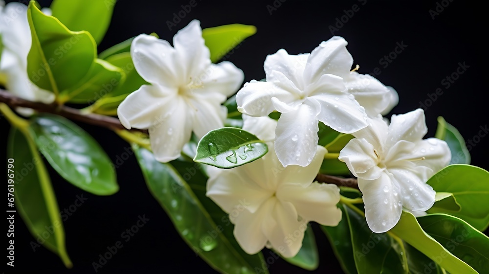 Vibrant japanese jasmine (Pseuderanthemum Reticulatum) blossom showcases nature's beauty. Fresh, delicate petals in a close-up shot. : Generative AI