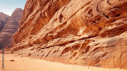Arabian desert. Wadi Rum. Rock formation. Close-up. Pattern. Background. : Generative AI