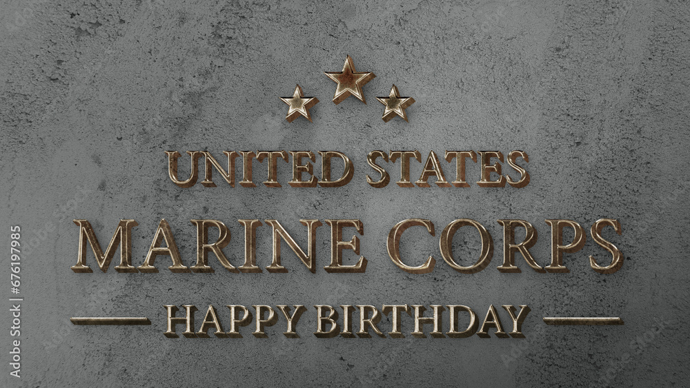 US United States Marine Corps Happy Birthday Test Design illustration  - obrazy, fototapety, plakaty 