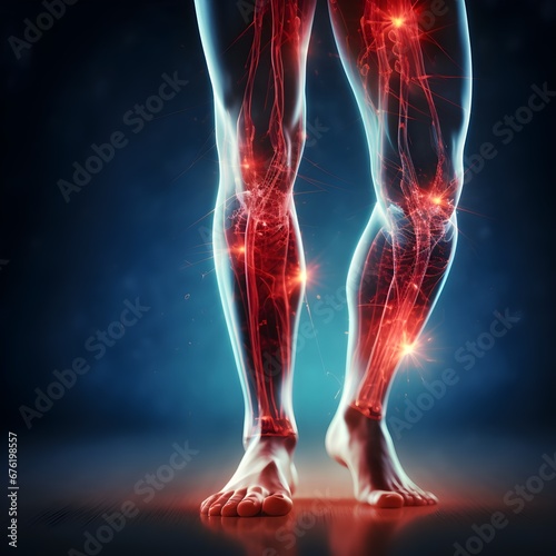 Human leg with knee pain. Legs and bones