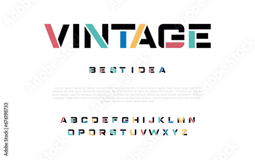 VINTAGE Minimal modern alphabet fonts. Typography minimalist urban digital fashion future creative logo font. vector illustration