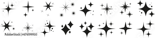 Twinkling stars. Sparkle star icons. Blink glitter and glowing icon. 