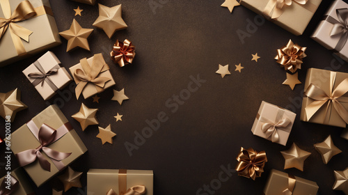 New Year's background with holiday boxes, top view © kazakova0684