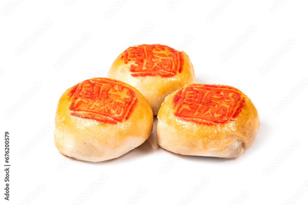 Mini moon cake isolated on white backgroung. Mini moon cake isolated on white backgroung.