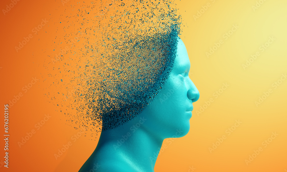 Abstract human head with dispersion effect