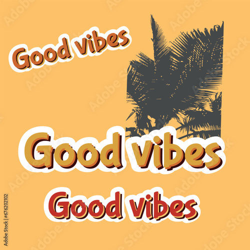 retro card good vibes vector illustration