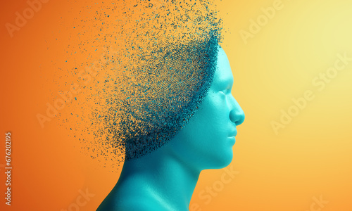 Abstract human head with di...