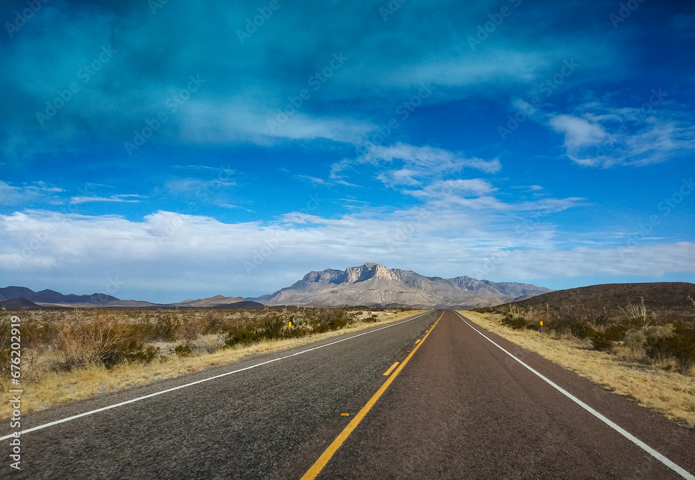 Open Road to Guadalupe Mountains National Park, Texas