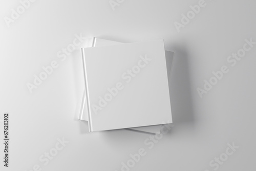 Two square hardcover books mockup. 3D rendering