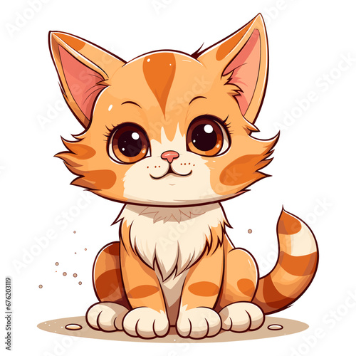 Cute cat vector illustration, mascot design, Generative Ai