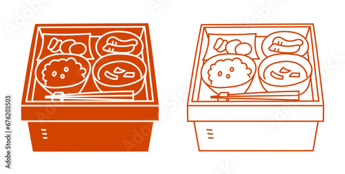 箱膳のイラスト（単色）