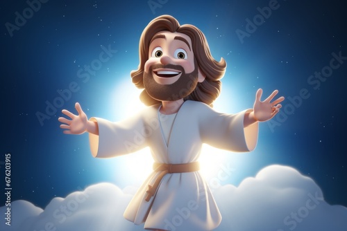 Comic Jesus of Nazareth Illustration in a blessing pose Christian Son of God Artwork